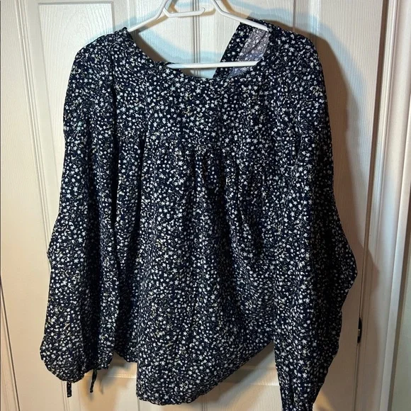 Old Navy Oversized Ditsy-Floral Corduroy Tie-Sleeve Top Size XL - Picture 7 of 8